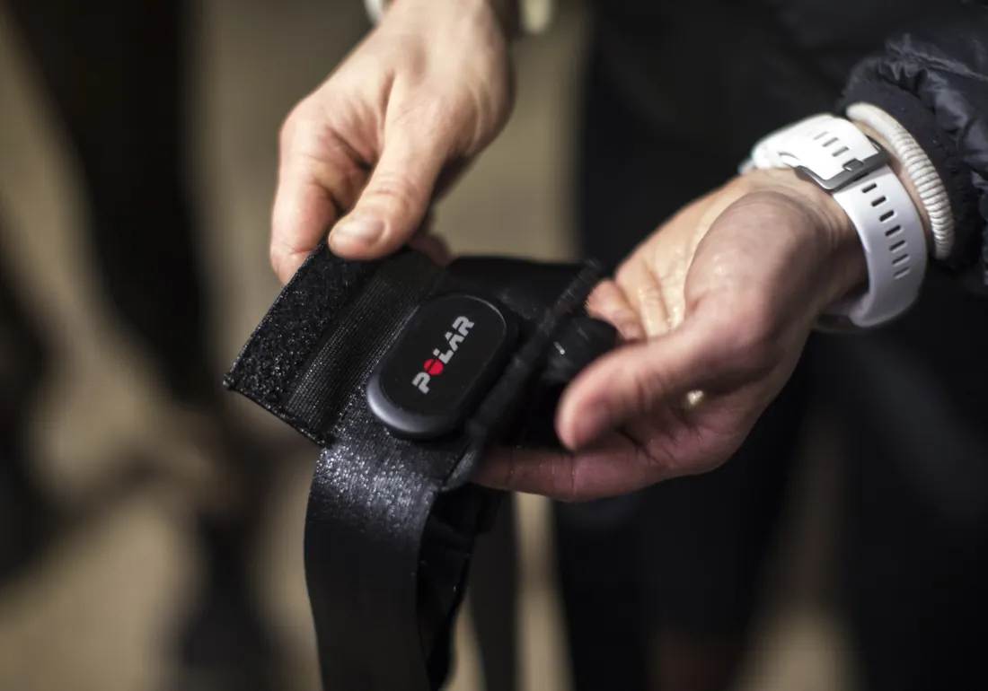 Polar Equine™ heart rate sensor held in hands