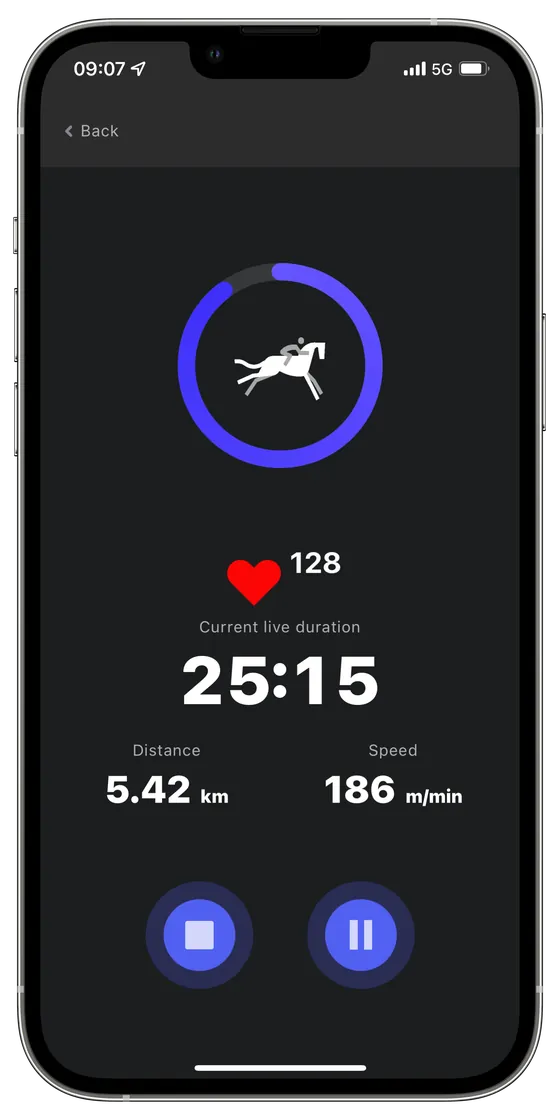 Alogo app — recording a session